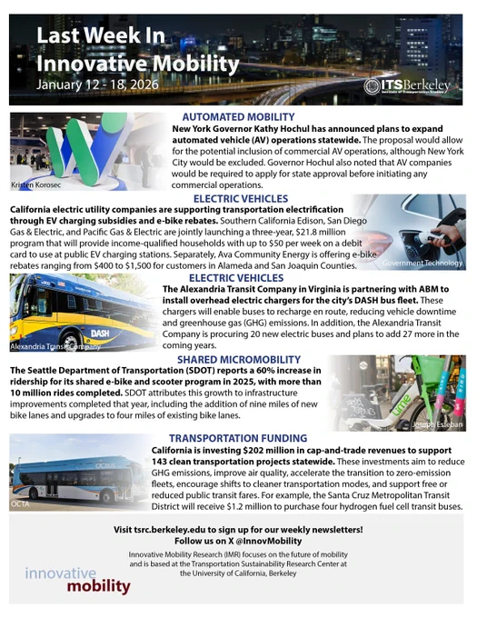 Innovative Mobility newsletter for the week of January 12th to 18th, 2026
