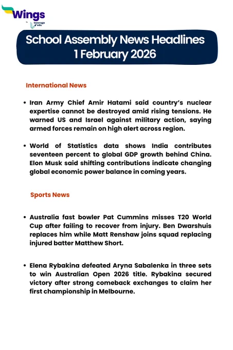 International and Sports News 1 February 2026
