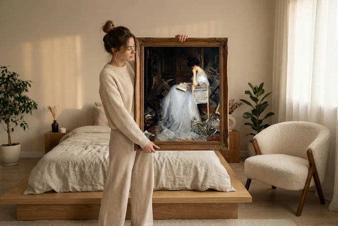 Mujer Leyendo (The Uninterrupted) – a surreal altered classic for Deep Thinkers available as printable art