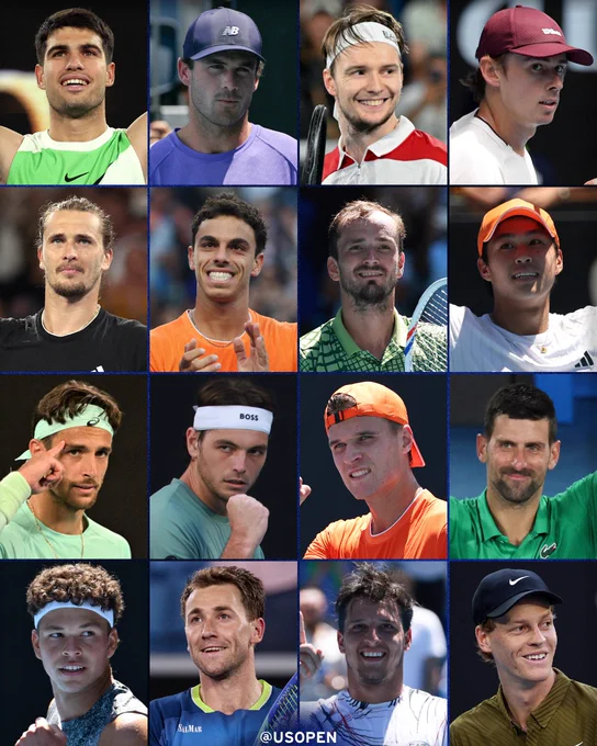 Photos of the 16 men that remain in the Australian Open.