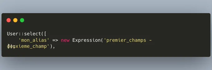 Exemple de code laravel pour Expression