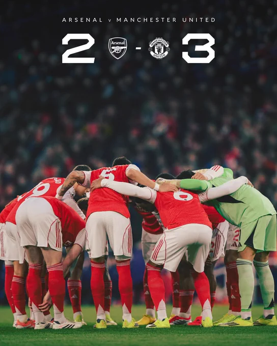 Full Time: Arsenal 2-3 Manchester United