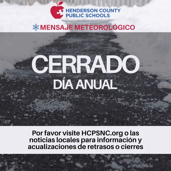 CERRADO para estudiantes y personal: lunes 26 de enero de 2026. El lunes será un día de vacaciones para el personal.
