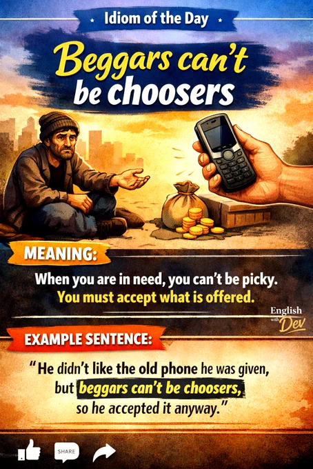 Idiom - Beggars can't be choosers
