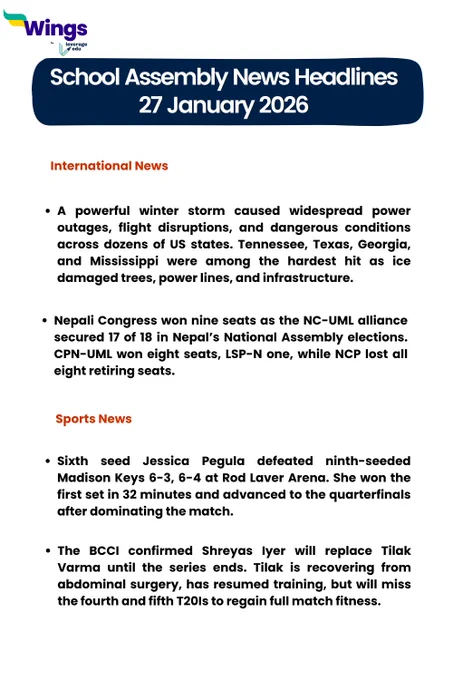 International and Sports News for 27 January 2026
