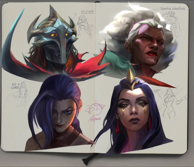 Some Arcane-based splash art portrait studies! 
#study #sketch #portrait #arcane #digital #art #digitalart #viktorarcane #ambessa #jinx #leblanc 