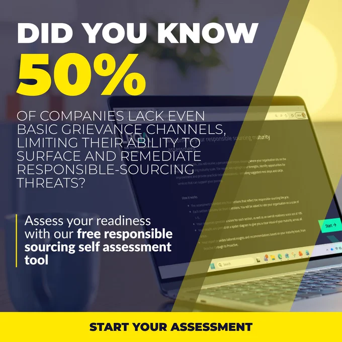 50% of companies lack basic grievance channels, hindering their ability to address responsible-sourcing risks effectively.