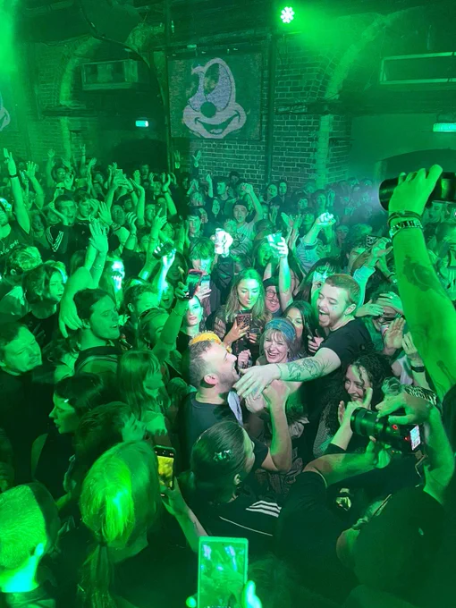 Party at heaven bathed in Green light.