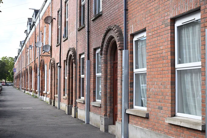 Red brick terraced houses in Belfast.