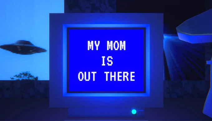 The title of my video game "My Mom Is Out There" soon available on Steam!