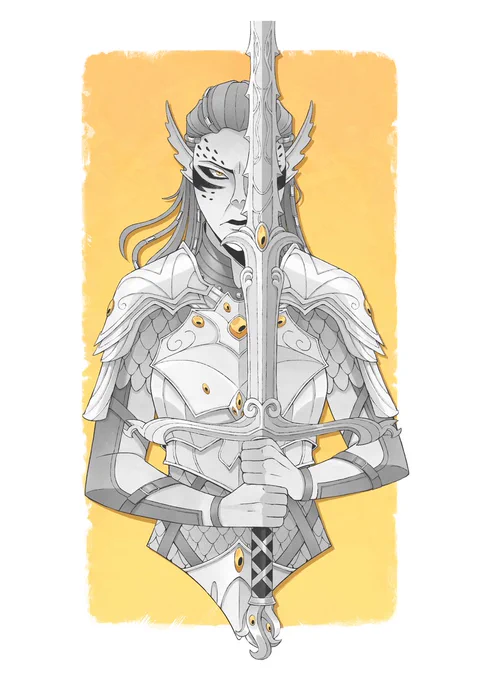 Lae'zel from BG3 wielding a silver sword