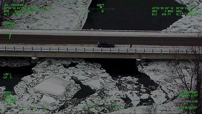 ice built up underneath bridge