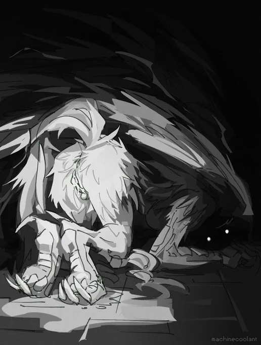digital drawing of the long quiet from slay the princess with his pussy out