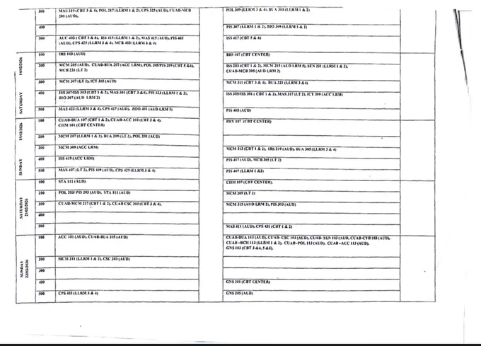 Provisional examination timetable notice for Crescent University Part-Time students under the Centre for Sub-Degree and External Degree Programme (CESEDEP) for the 2025/2026 academic session.