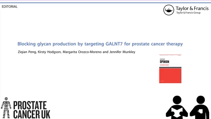 Scientific Review Paper published in Expert Opinion on Therapeutic Targets, titled: Blocking glycan production by targeting GALNT7 for prostate cancer therapy. Written by Peng et al. 