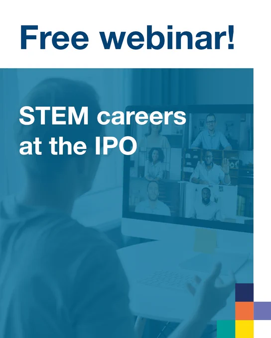 Person attending a free webinar on STEM careers at the IPO via video conference.