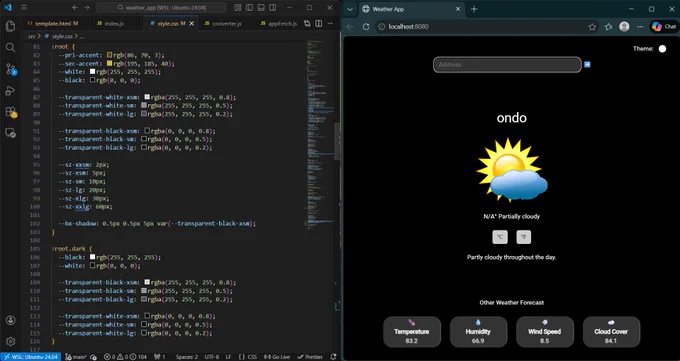Weather App dark theme