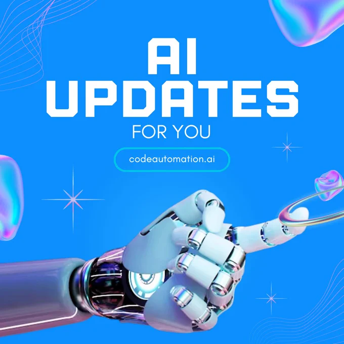 A vibrant image with a futuristic robotic hand, symbolizing AI advancements, with the text "AI Updates For You" and CodeAutomation.ai’s branding, signaling the latest in AI innovations and updates.