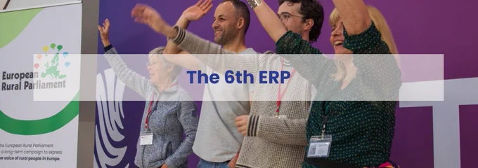 European Rural Parliament gathering banner image with 4 delegates waving.