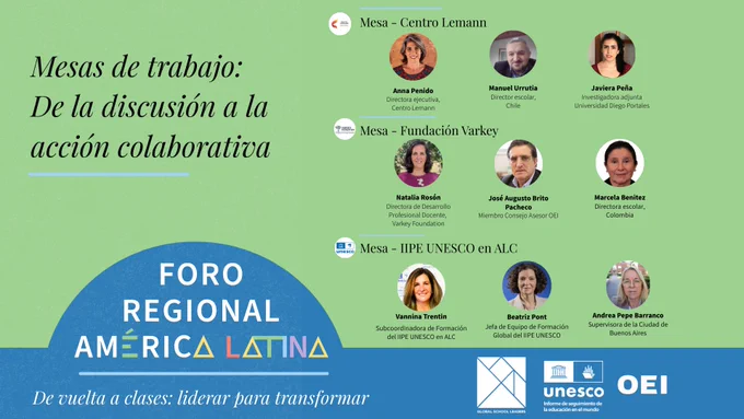 Flyer sobre Foro Regional América Latina "De vuelta a clases: liderar para transformar"