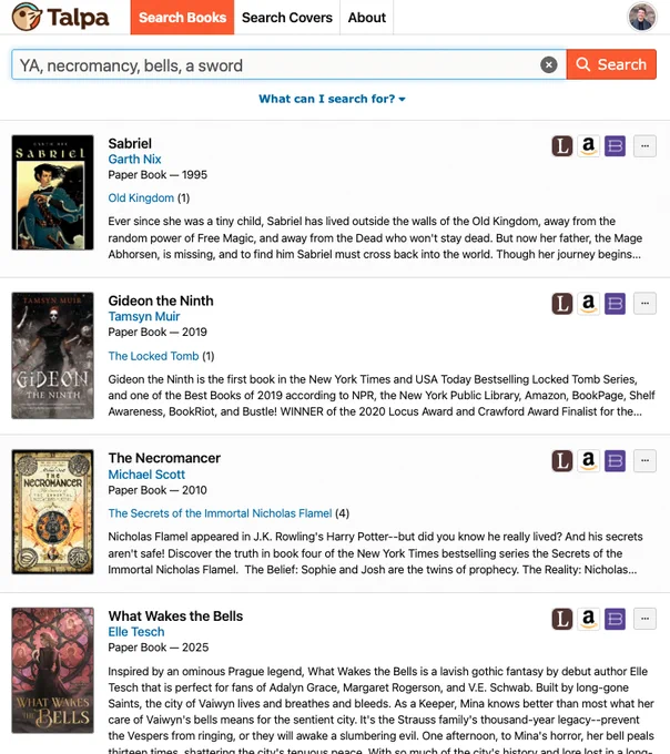 Talpa Search results for "YA, necromancy, bells, a sword."