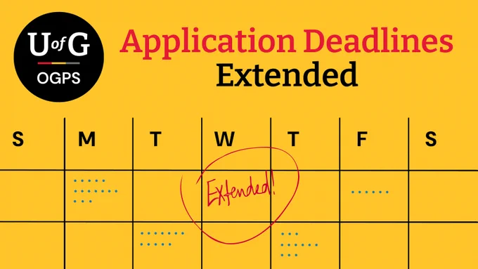 Illustration of a calendar. Text: Application Deadlines Extended