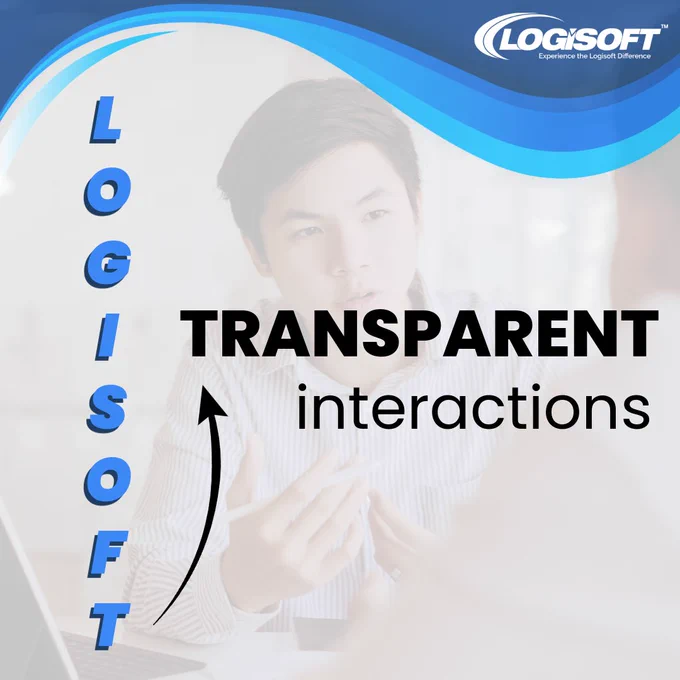 Image with text that says “LOGISOFT” and an arrow to “Transparent interactions”