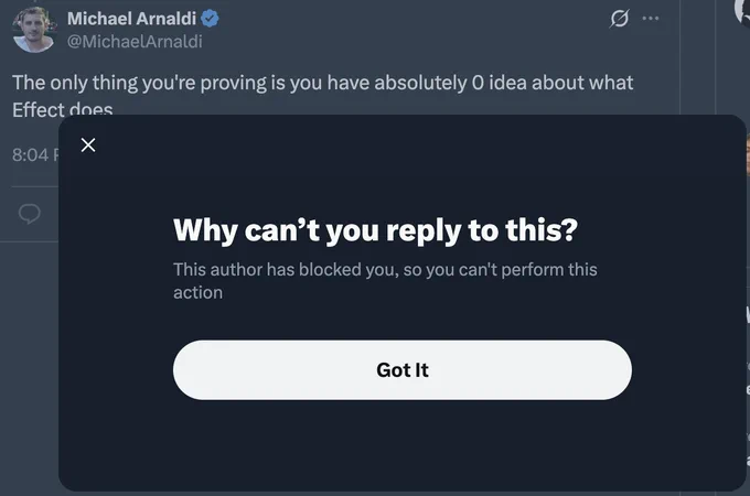 The author of Effect blocked me