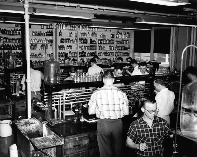 a group of students in an old research lab here in Birmingham