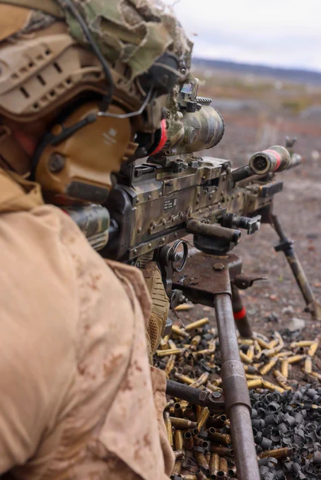 U.S. Marine Corps Cpl. Philip Catanese, a machine gunner with 3rd Littoral Combat Team, 3rd Marine Littoral Regiment, 3rd Marine Division, engages simulated targets using an M240G/B medium machine gun during a live-fire training event at Pohakuloa Training Area, Hawaii, Jan. 15, 2026. The training exercise at PTA refined weapon system and tactical proficiency, strengthening overall combat readiness and preparing 3rd LCT for future operational requirements. Catanese is a native of Maine. (U.S. Marine Corps photo by Cpl. Ernesto Lagunes)