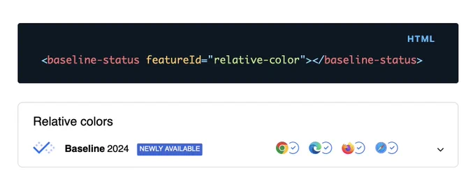 `baseline-status` web component rendering browser support info.