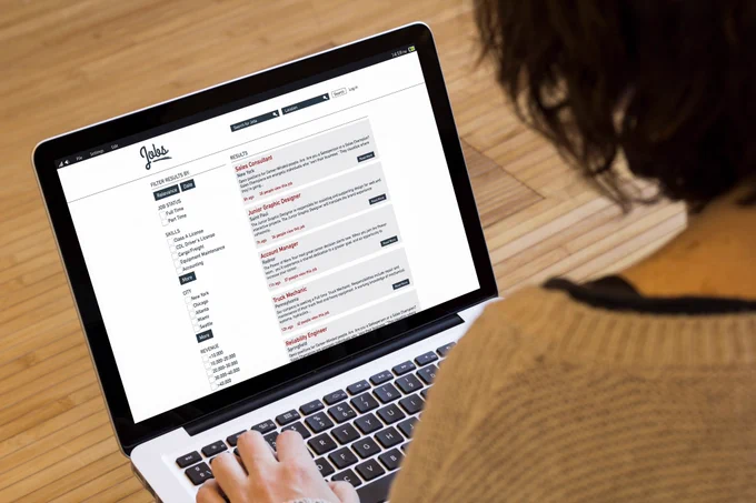 A person browsing a jobs website.