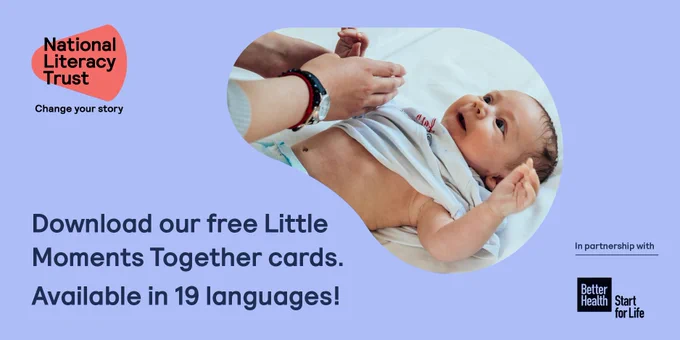 Download our free Little Moments Together cards. Available in 19 languages!