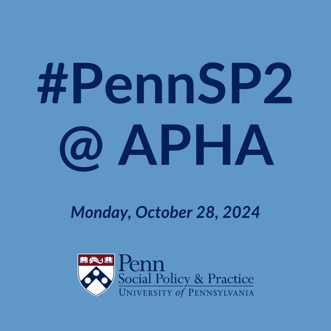 "#PennSP2 @ CSWE, Saturday, October 26, 2024" appears in dark blue text on a light blue background above the SP2 logo