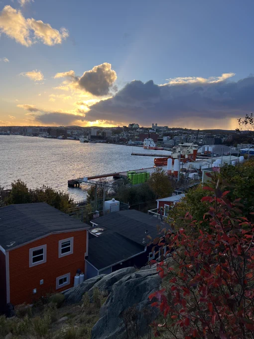 Rain clouds over St John's harbor
