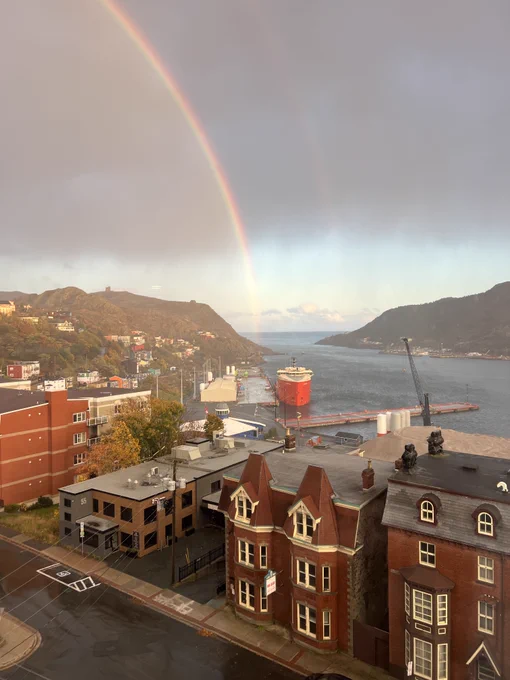 Rainbow over St. John's harbor