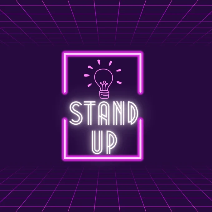 A graphic to promote Bright Club Halifax. An illustration in the middle shows a pink and white neon sign with a drawing of a light bulb above the words "STAND UP". 

The Bright Club organization was established in 2010 in London, UK by Steve Cross and Miriam Miller. It is now well established in many cities across the UK and Australia. 

Bright Club Halifax is the first of its kind in Canada. The next shows coming up are on Dec 10, 7 pm at the Oxford Taproom and Jan. 14, 7 pm at the Gorsebrook Lounge. Follow more updates on X at @BrightClubHfx. 
