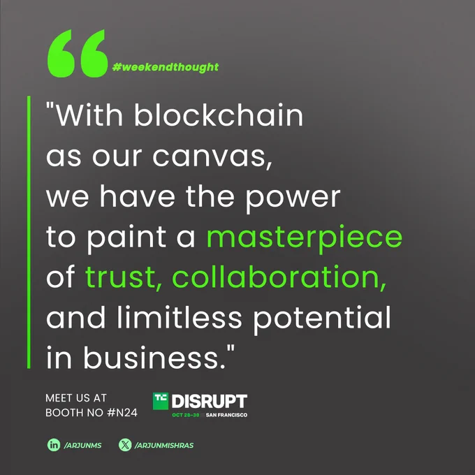 The weekend offers a moment of reflection on the transformative power of blockchain. As the adage goes, 'The future of business is built on trust,' and blockchain is the technology to deliver on that promise. With  DIGILION, we’re on the cusp of a new era, where trust, transparency, and efficiency are the cornerstones of business. By leveraging blockchain’s immense capabilities, we can revolutionize industries, from supply chain management to government services. Join us at TechCrunch Disrupt 2024 (Booth #N24) to explore the future of blockchain and how DIGILION is shaping it. Let’s paint a masterpiece of innovation together