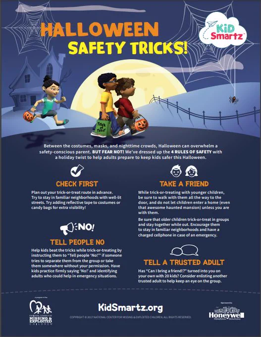 screenshot of NCMEC's Halloween Safety Tricks. 