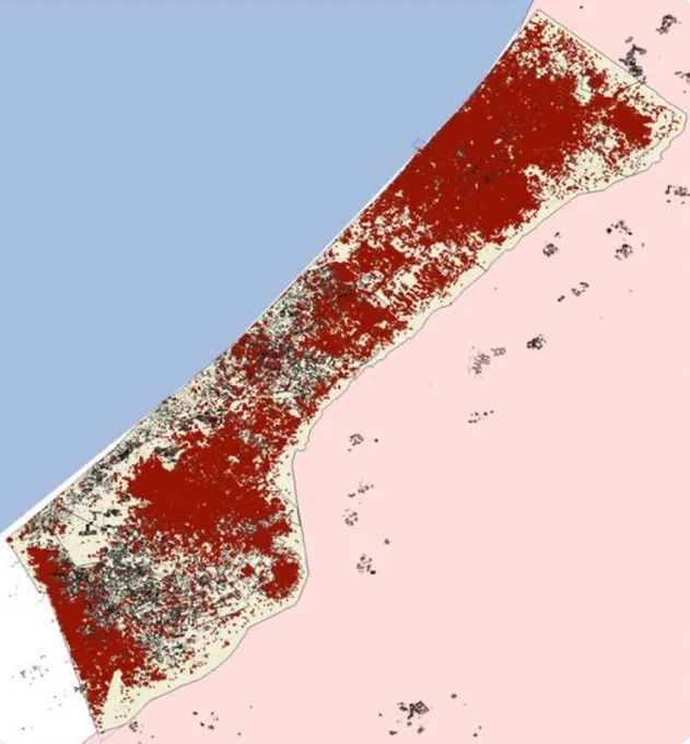 Carte des bombardements israéliens sur Gaza
