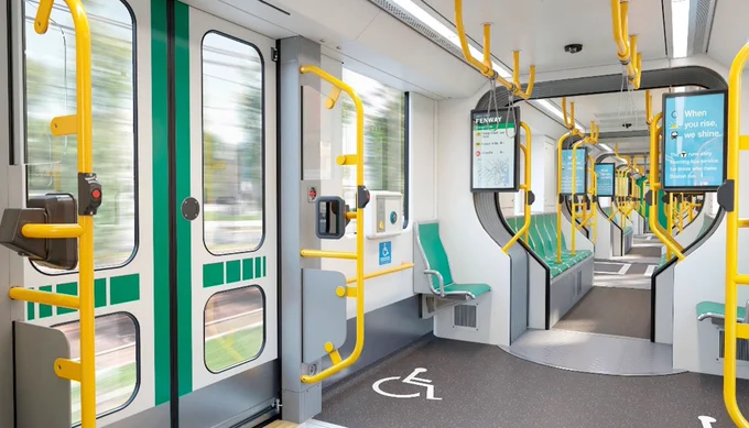 inside look of new MBTA green line car