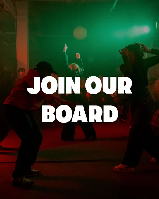 An image of people performing dance in a club setting with 'Join our board' over the top