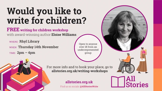 Would you like to write for children? Free workshop at Rhyl Library, Thursday 14th November , 2-4pm