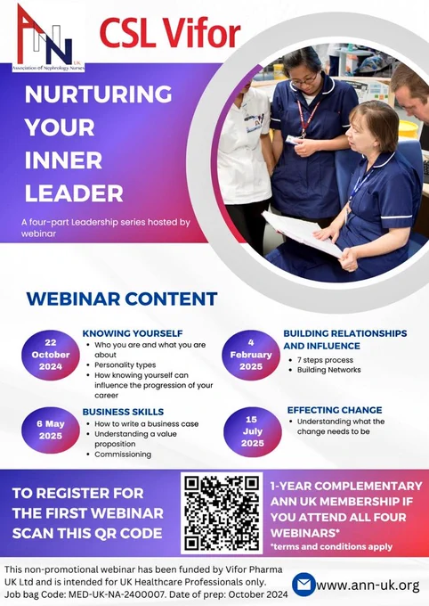 Advertisement for the ANN UK leaadership webinar series starting 22nd October 2024 at 2.30pm