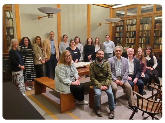 a group of Society for Scholarly Publishing seminar attendees visiting the Library of Congress's Rare Books Division