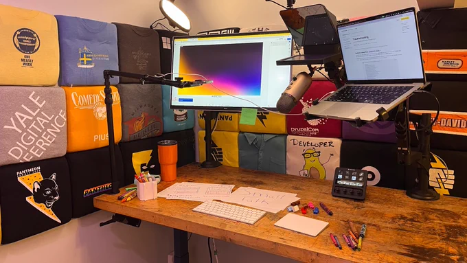 An overly complicated standing desk situation 