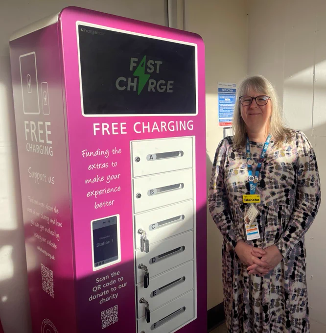 Blanche with the Charge Box at Pilgrim Hospital, Boston