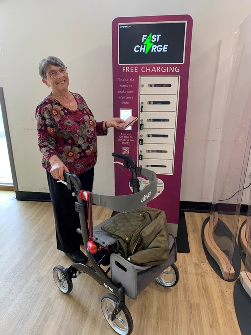 Shirley with the Charge Box at Lincoln