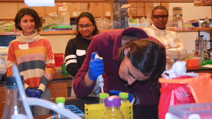 Brain Organoid Hub participants loading organdies into MEA recording devices.