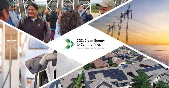 Clean Energy to Communities logo and community images